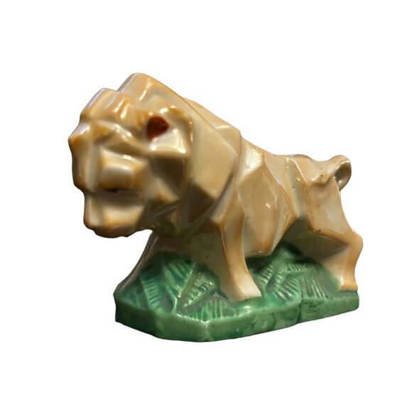 Vintage Japan Porcelain Lusterware Faceted Lion Toothpick Holder MCM 2.5" - Picture 1 of 9